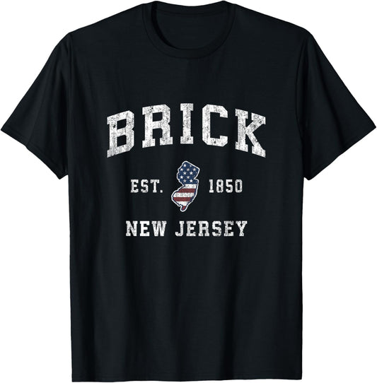 Brick New Jersey Nj Vintage American Flag Sports Design