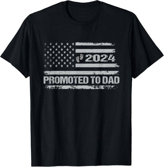 Promoted To Dad Est 2024 Featuring An American Flag Design
