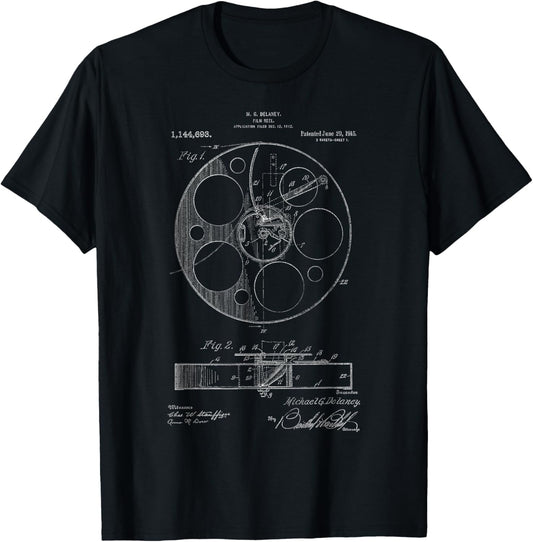 Film Reel Patent T-Shirt, Filmmaker Shirt Gift, Movie Tee