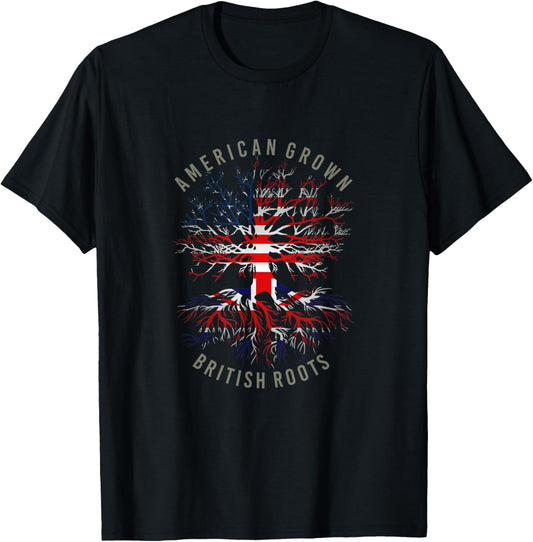 American Grown British Roots Usa Great Britain Flag Heritage