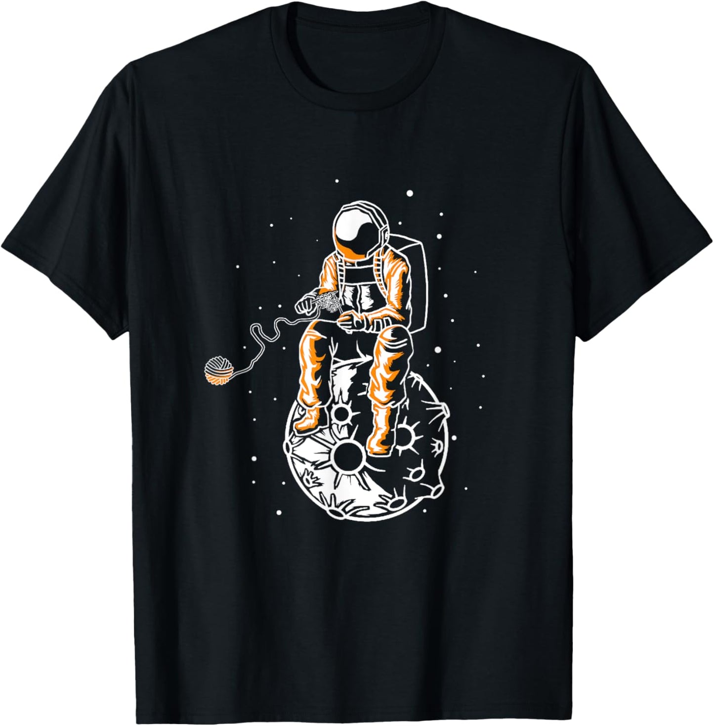 Astronaut In Space With Yarn Funny Knitter Knitting