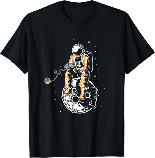 Astronaut In Space With Yarn Funny Knitter Knitting