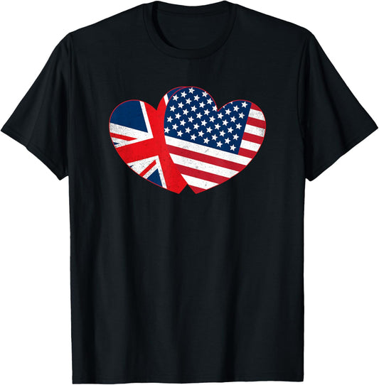 Fourth Of July Shirts British American Flags Hearts Uk Usa