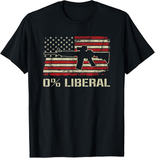 0 Liberal Zero Percent Ar15 Usa Flag Funny Pro Gun