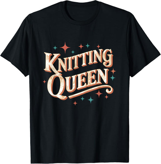 Knitting Queen Retro Typography Yarn Lover