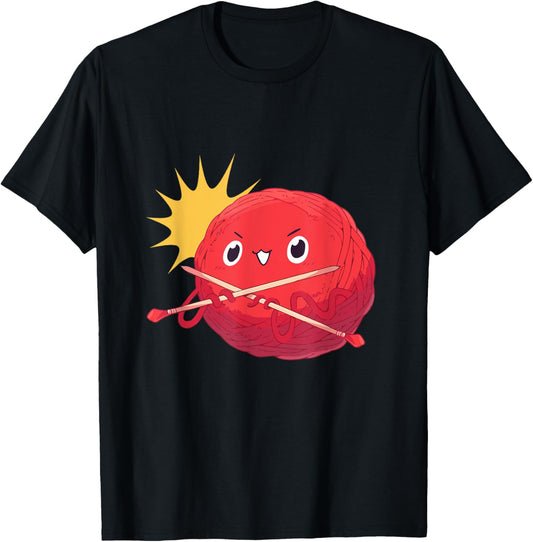 Knitting red yarn ball