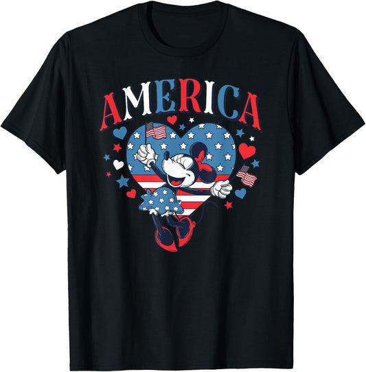 Disney Minnie Mouse America Retro Vintage Hearts 4Th Of July