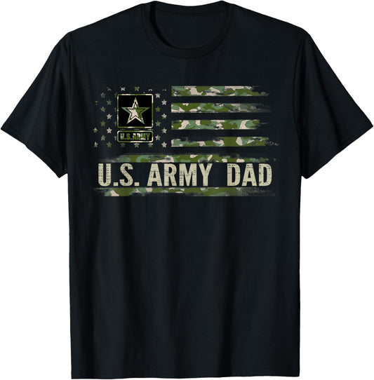 Vintage Us Army Dad With Camo American Flag Veteran Gift