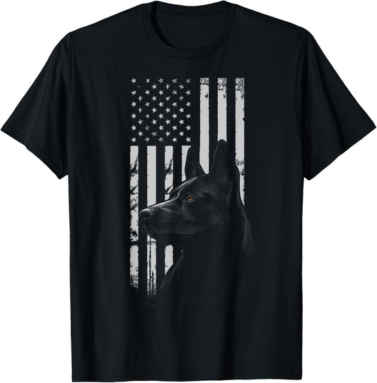 Black German Shepherd American Flag Usa Flag