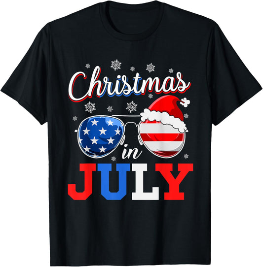 Christmas In July Sunglasses Santa American Flag 4Th Of July