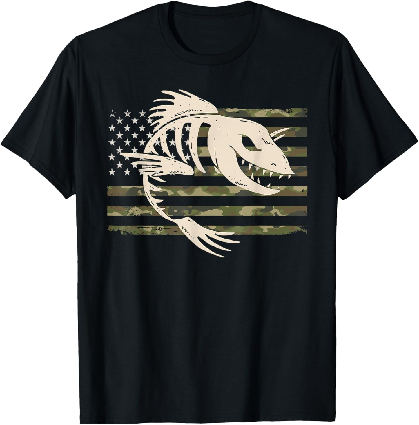 Fish Bones Skeleton Camo Us American Flag Camouflage Fishing