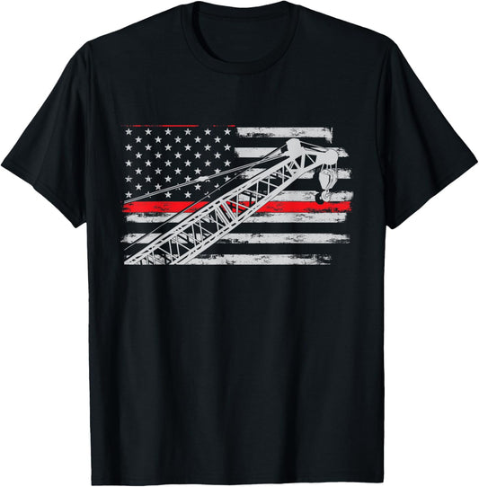 Crane Operator Usa Flag Heavy Equipment Crane