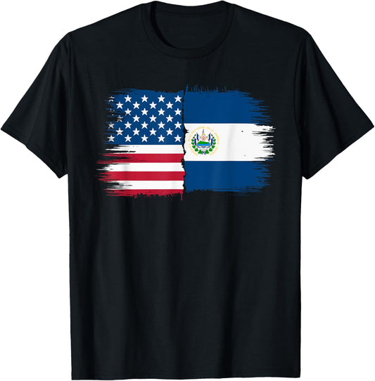 Half American Half Salvadorian Usa Flag El Salvador America