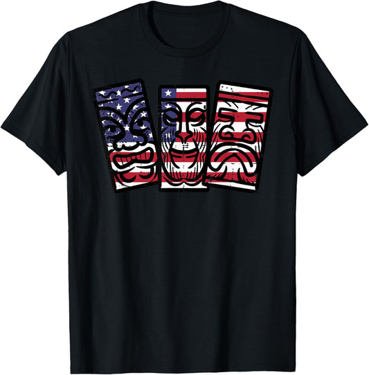 4Th Of July Tiki Usa Flag Hawaii Patriotic Men Women Kids