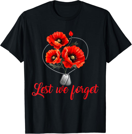 Lest We Forget Red Poppy Flower Usa Veterans Memorial Day