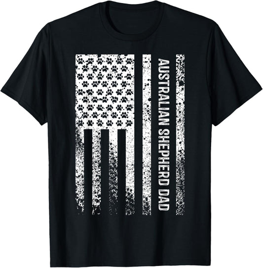 Australian Shepherd Dad American Flag Aussie Dog Dad