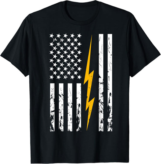 Electrician American Flag Electric Bolt Lineman Usa Flag