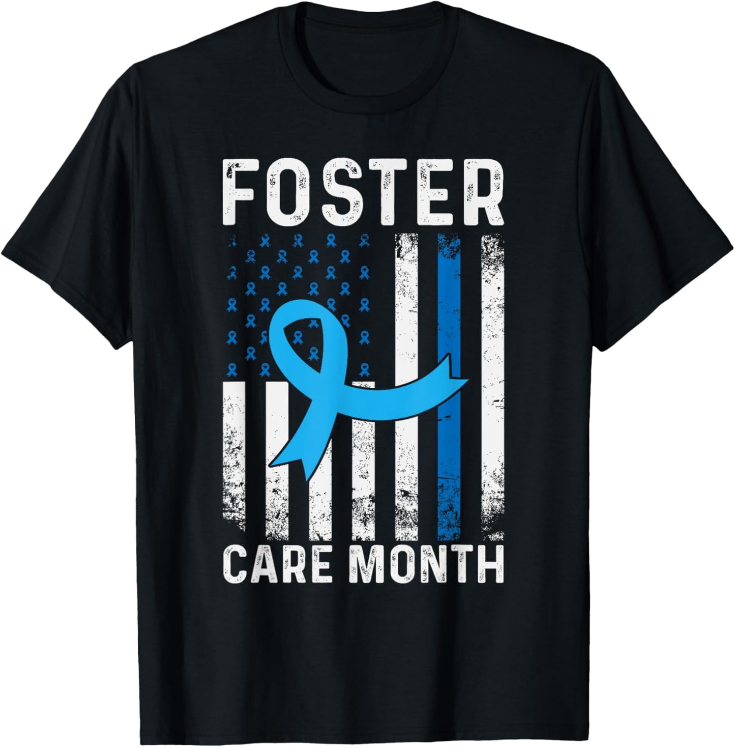 National Foster Care Awareness Month Blue Ribbon Usa Flag