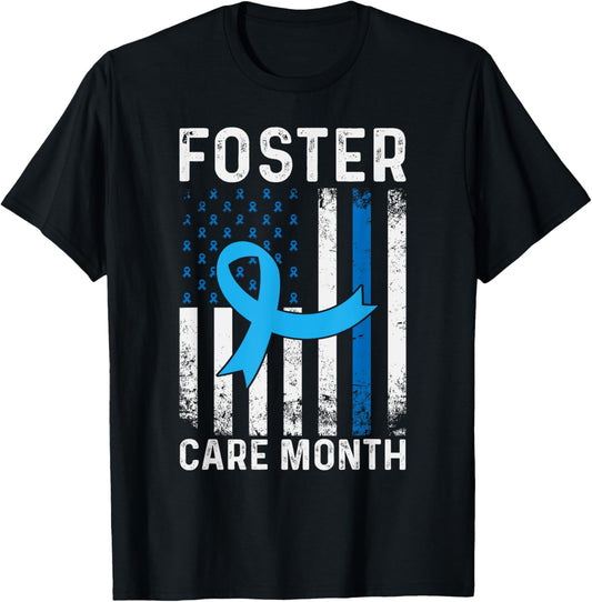 National Foster Care Awareness Month Blue Ribbon Usa Flag