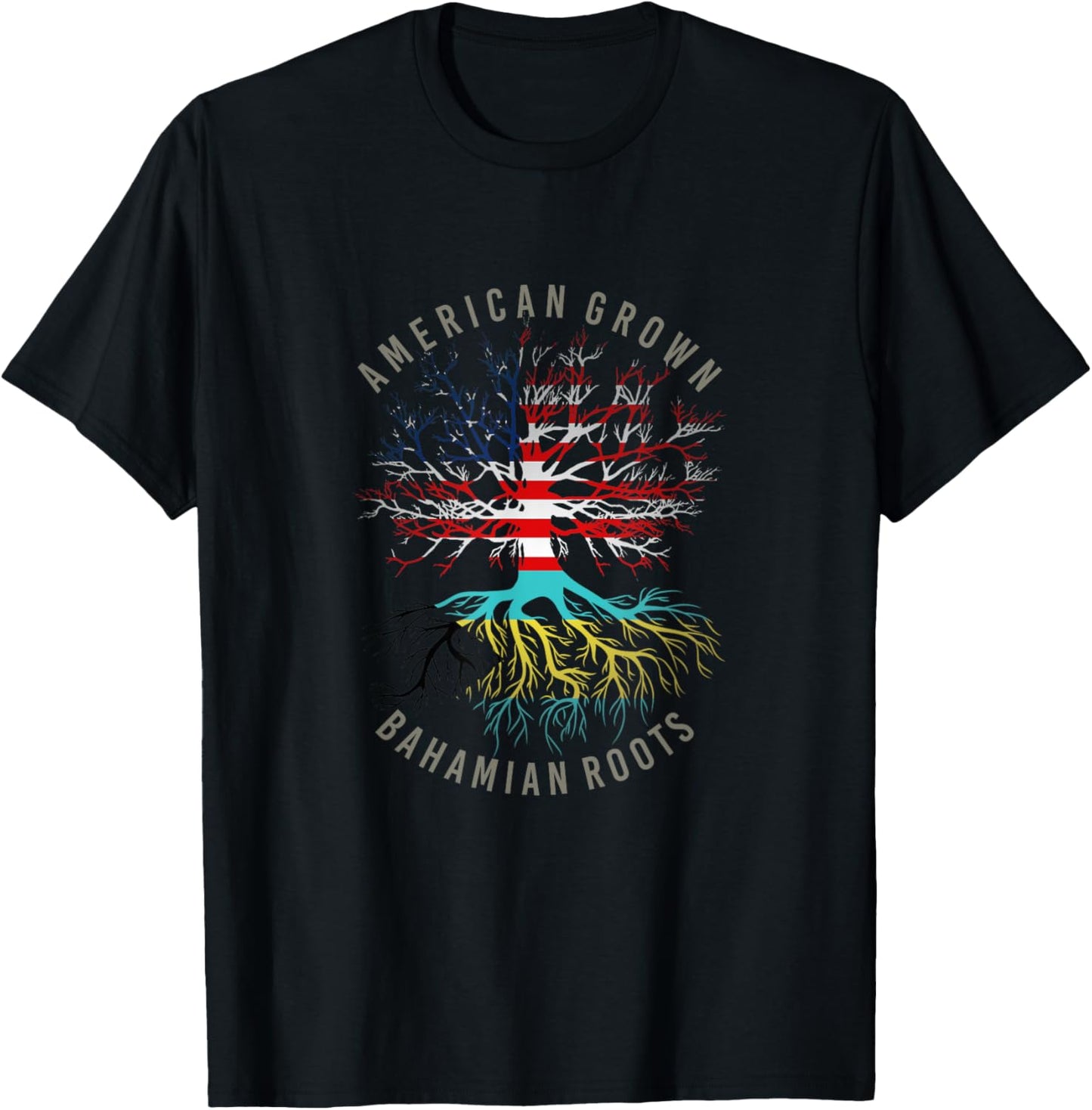 American Grown Bahamian Roots Usa Bahamas Flag Heritage Tree
