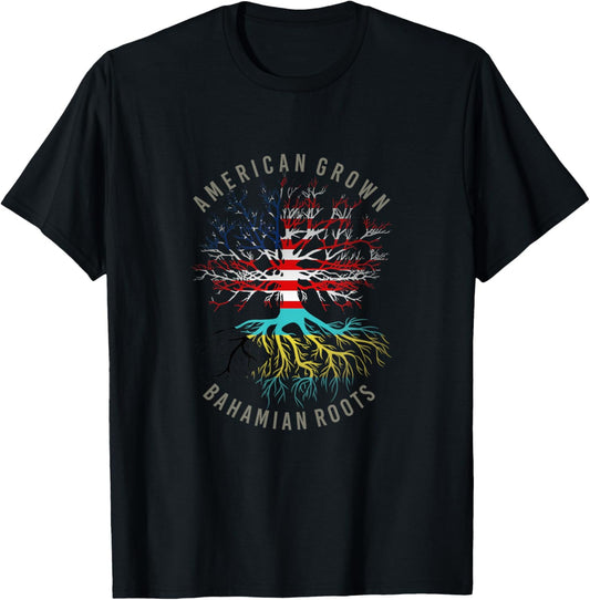 American Grown Bahamian Roots Usa Bahamas Flag Heritage Tree