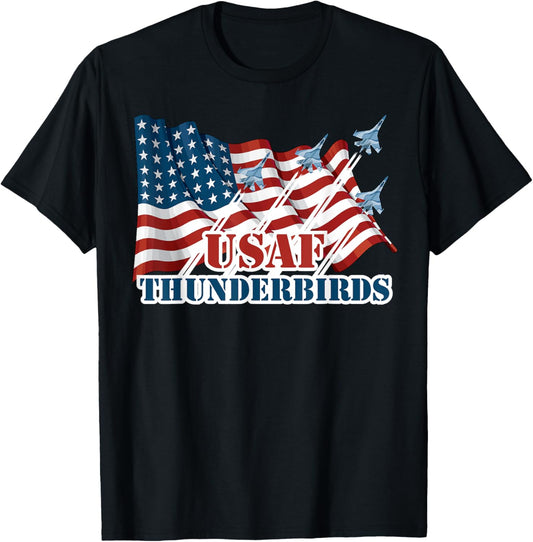 Usaf Thunderbirds Shirt Graphic Jet American Flag Gift Tee