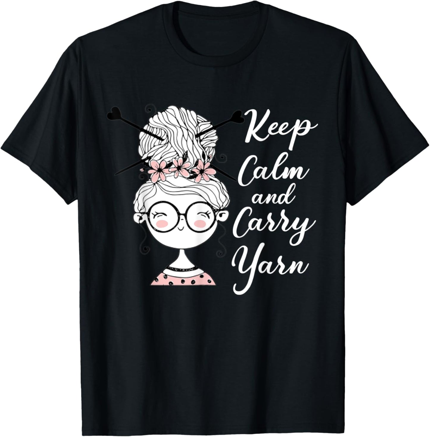 Keep Calm And Carry Yarn Vintage Funny Tshirt Womens Gift