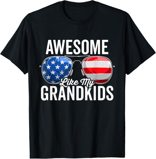 Awesome Like My Grandkids Shirt American Flag Sunglasses Usa