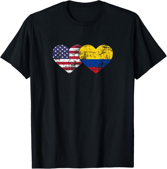 American Colombian Flags Hearts Usa Colombia Men Women Love