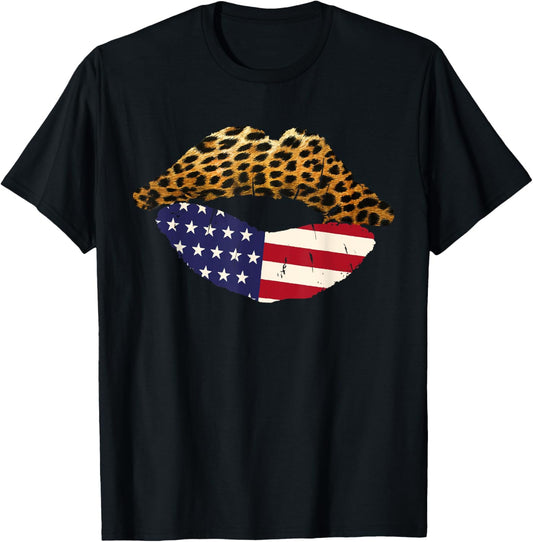 American Flag Sexy Lips Leopard Patriotic Usa 4Th Of July