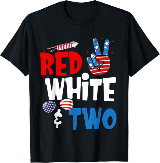 Red White And Two Birthday 4Th Of July American 2Nd Birthday