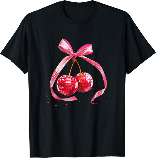 Cherries Pink Bow Coquette Aesthetics Y2K Cherry Girl Women