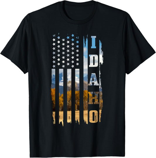 Idaho Patriotic American Flag Vintage Nature Hiking