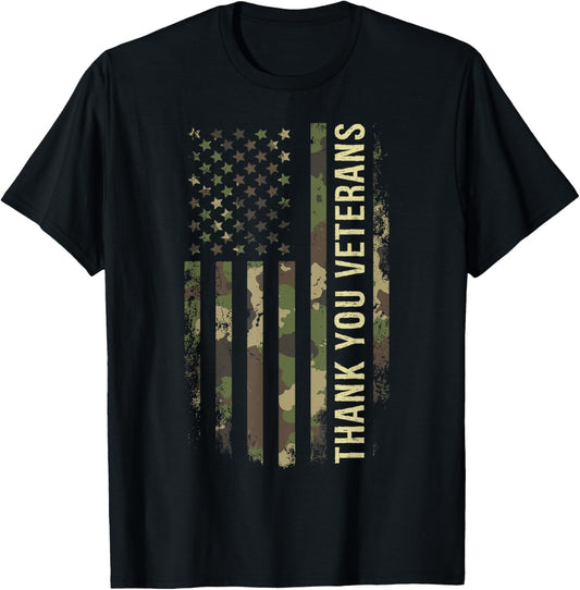 Thank You Veterans Camouflage American Flag
