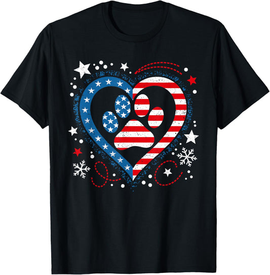 Dog Cat Paw Print American Flag Patriotic Usa 4Th Of July