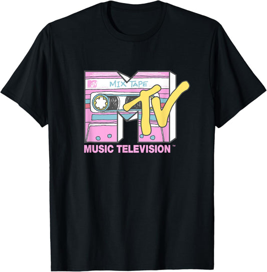 MTV Retro Neon Mix Tape Vintage Cassette Sketch Logo