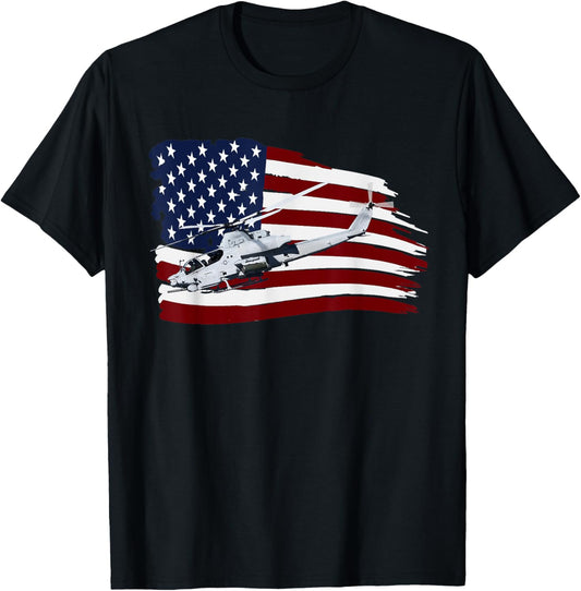 Ah 1 Cobra Attack Helicopter T Shirt Us Flag Usa