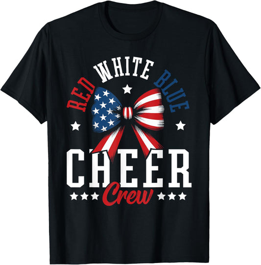 Red White And Blue Patriotic Cheer Crew Cheerleader Usa Bow