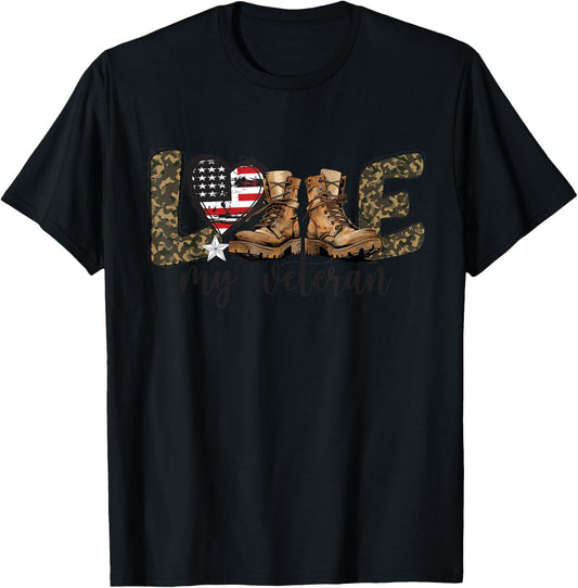 I Love My Veteran Usa Flag Heart Military Veteran Family