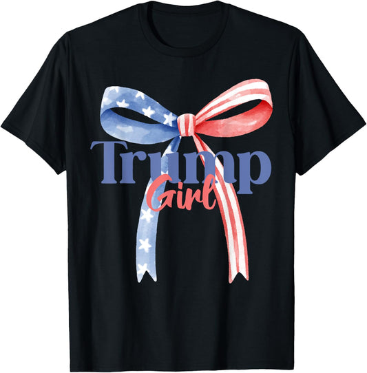 Funny 4Th Of July Cute Coquette Bow Trump Girl American Flag