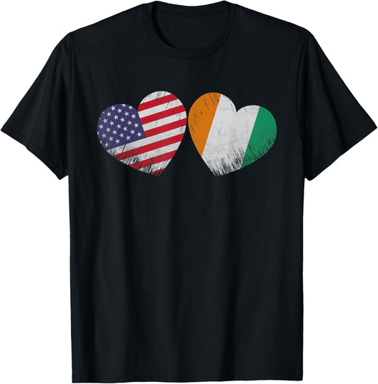 Heart Ivorian American Flag Patriotic Family Heritage