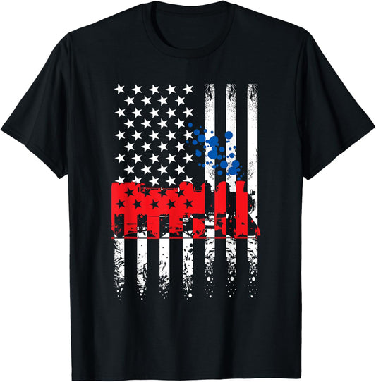Usa America Flag Steam Engine Train Conductor 4Th Of July