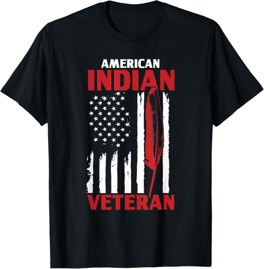 Native American Indian Veteran Usa Flag Army Support