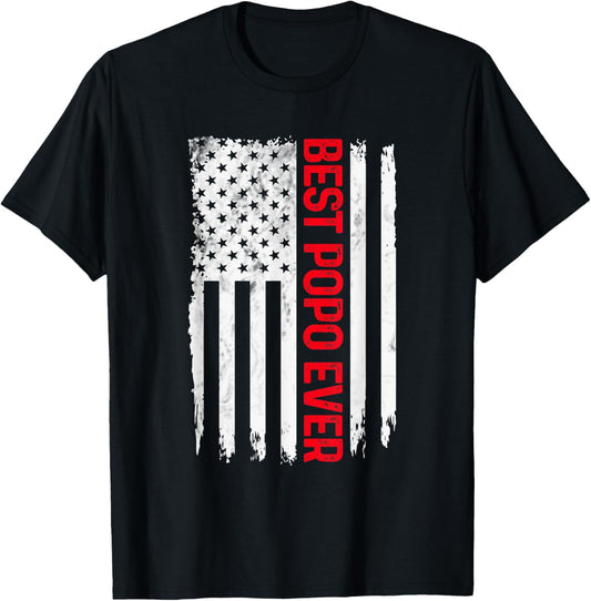 Mens Best Popo Ever American Flag Funny Popo Grandpa