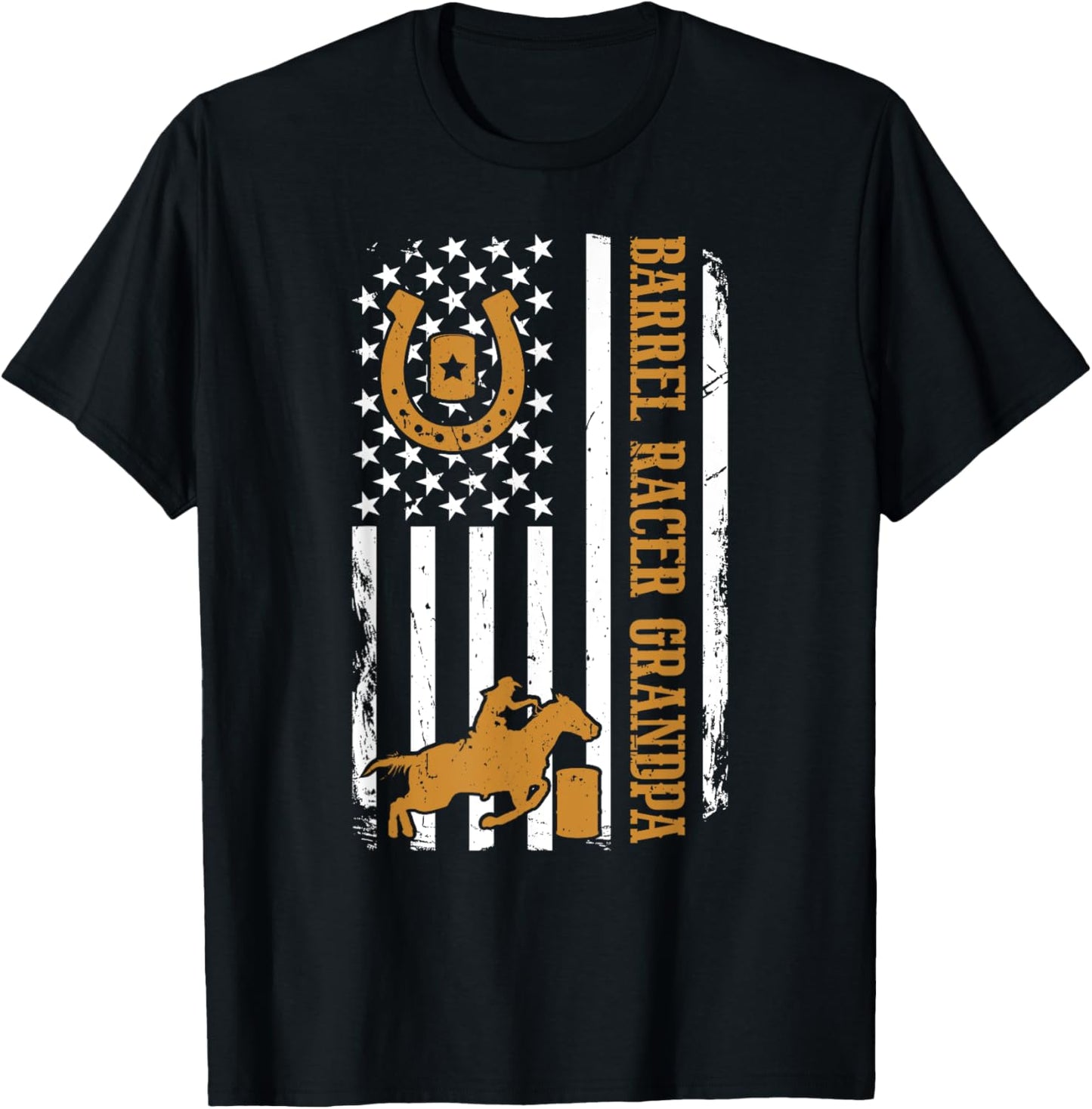 Barrel Racer Grandpa American Flag Barrel Racing Grandpa