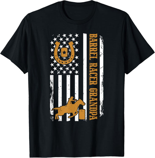 Barrel Racer Grandpa American Flag Barrel Racing Grandpa