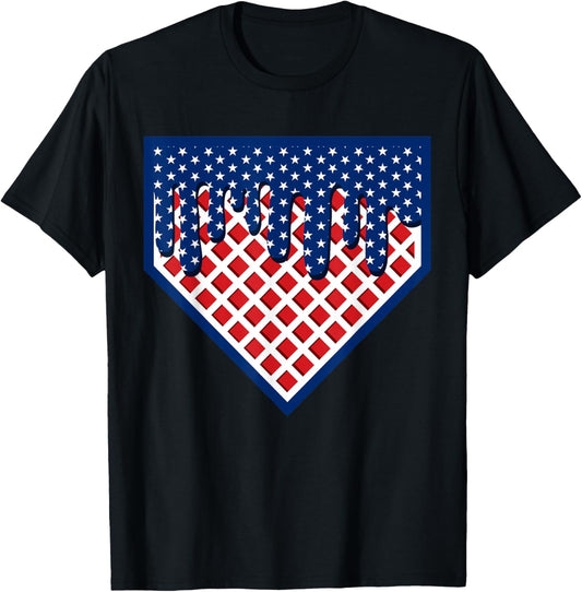 Funny Home Plate Baseball Drip Boys Ice Cream American Flag
