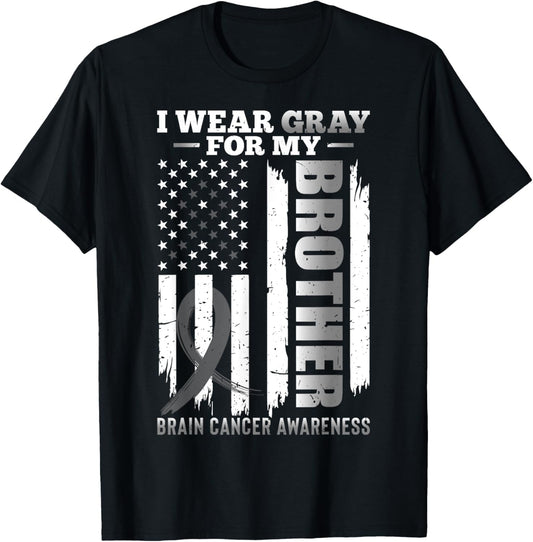 I Wear Gray For My Brother Usa Flag Brain Cancer Awareness