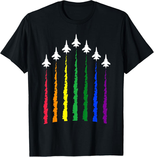 Proud And Free Fighter Jet Airplane Lgbt Pride July 4Th Usa