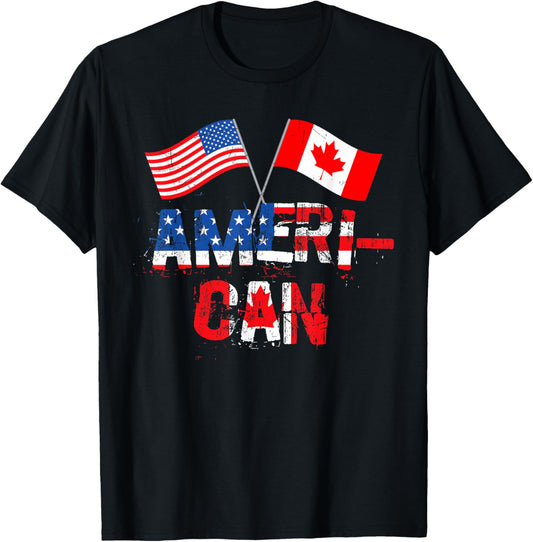 Retro Ameri Can Canada Usa Flag Patriotic Canadian American